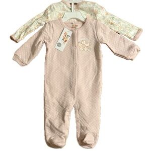 Baby Gear Baby Girl Set Of 2 Footed 1 Pieces